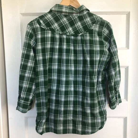 US Polo Assn Green Plaid Button Button Down Shirt Top Western Country Cottage - Picture 6 of 7